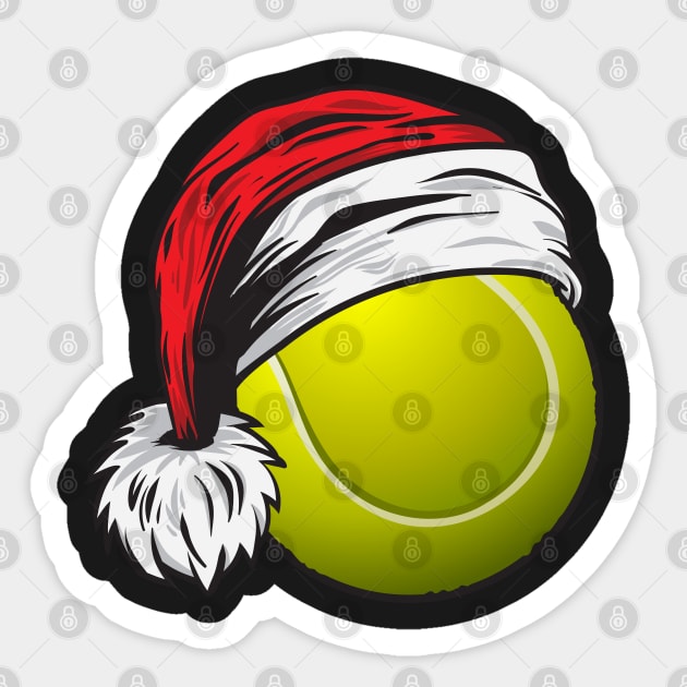 Christmas Tennis Ball With Santa Hat Funny Sport X-mas graphic Sticker by theodoros20